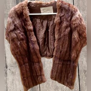 Vintage Pre-Owned Designer Francine’s Of Boston Brown Mink Shawl